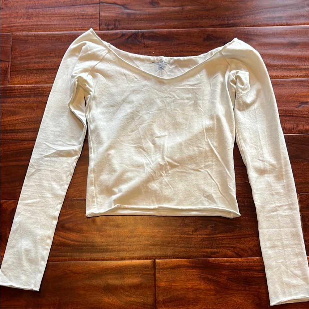 Brandy Melville Cream Fitted Crop Blouse